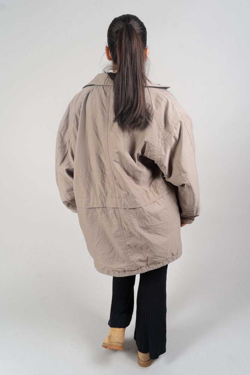 Vintage parka jacket oversized beige / cream crazy pattern lining Klepper 80s image 2