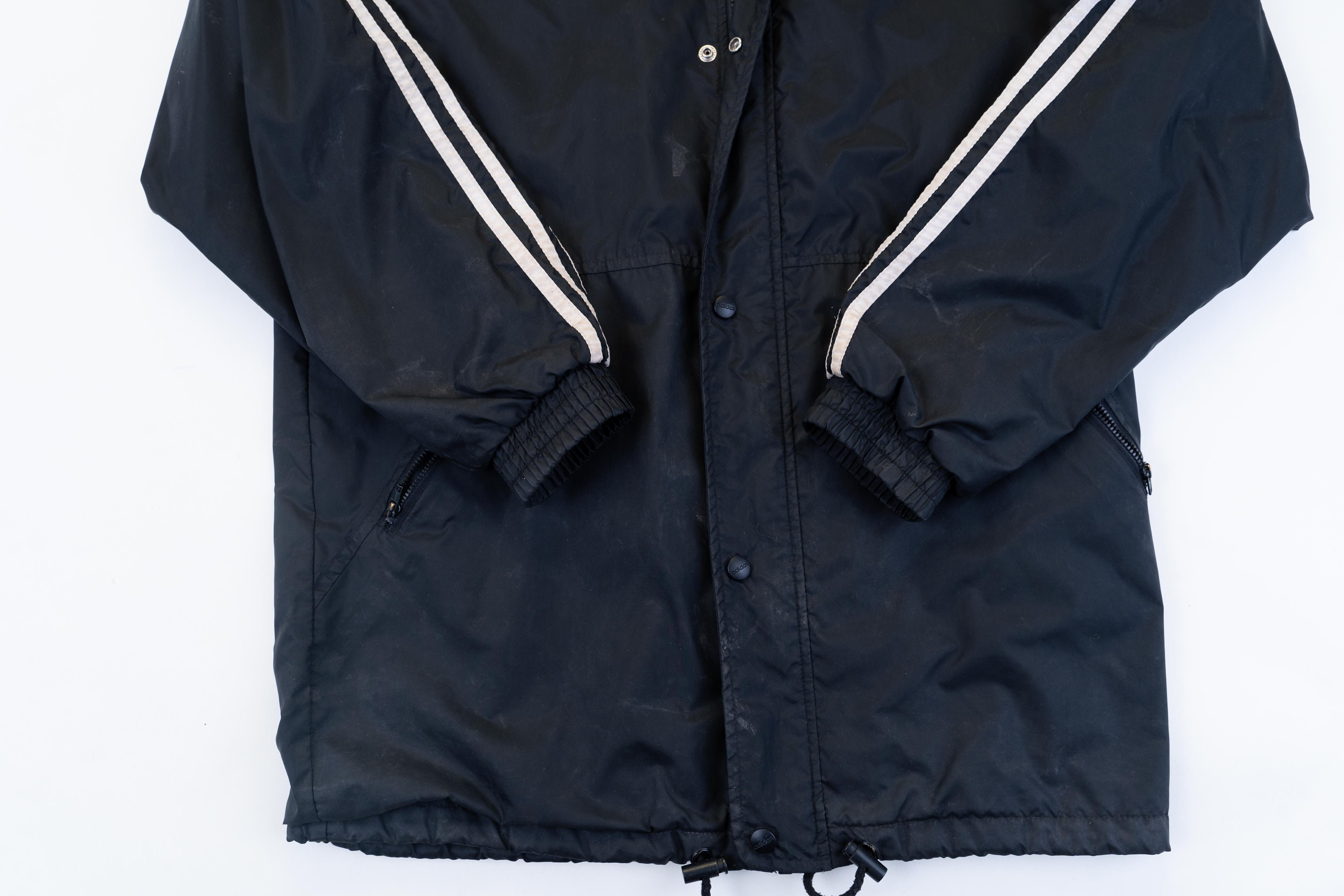 Size L Adidas Windbreaker Jacket Hoodie Black With White Logo