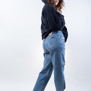 Vintage denim jeans Size M high waist hard cotton Jingler 80s image 7