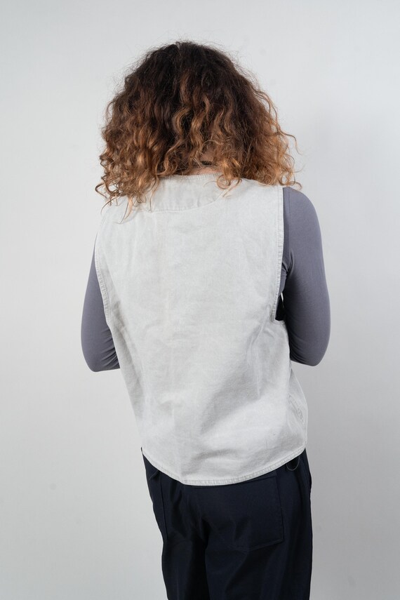 Vintage vest grey cotton Size L gender neutral 80s - image 4
