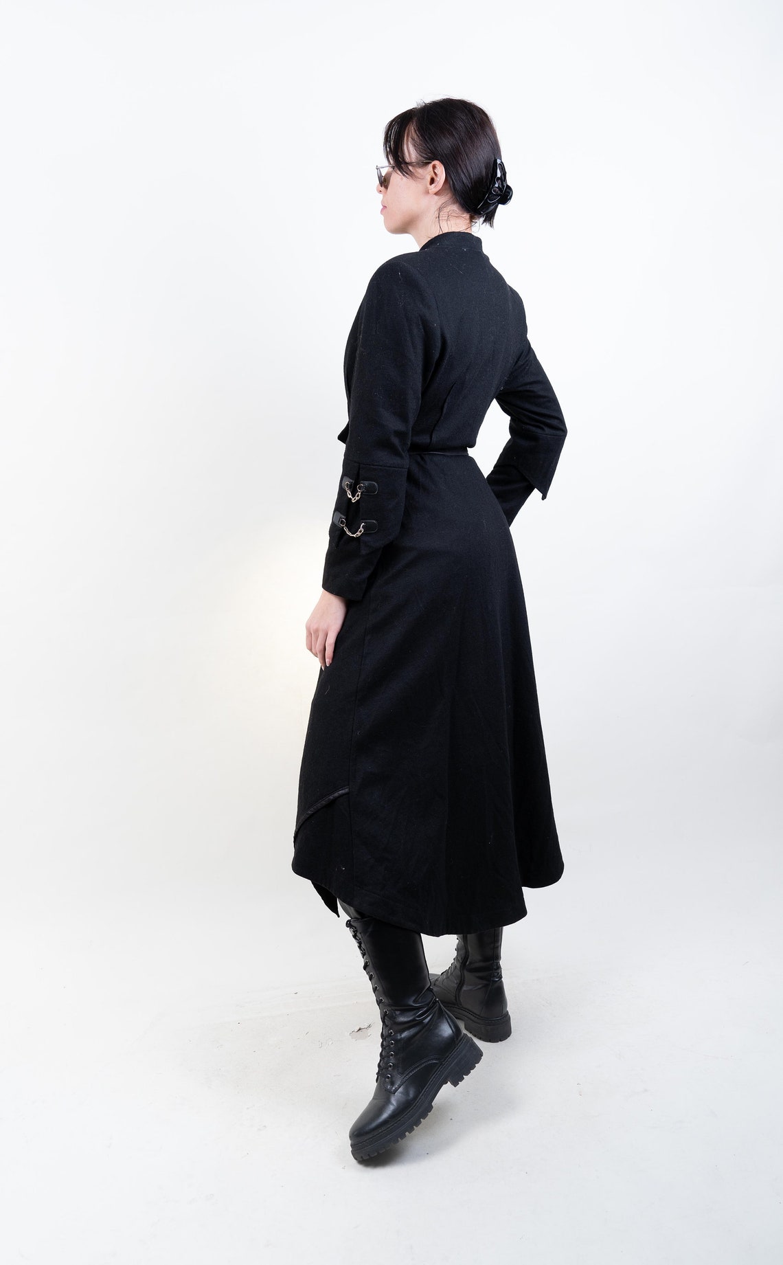 Vintage wool coat black gothic Size S/M   90s, foto 4 di 5