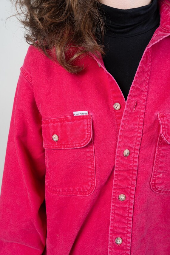 vintage Carhartt shirt red denim shirt oversized … - image 2