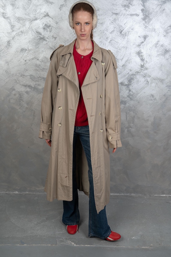 ジャケット・アウター 90s Angora Maxi Single Breasted Coat Vintage Cream / Gray Trench Coat Single Breasted Classic Coat 80s
