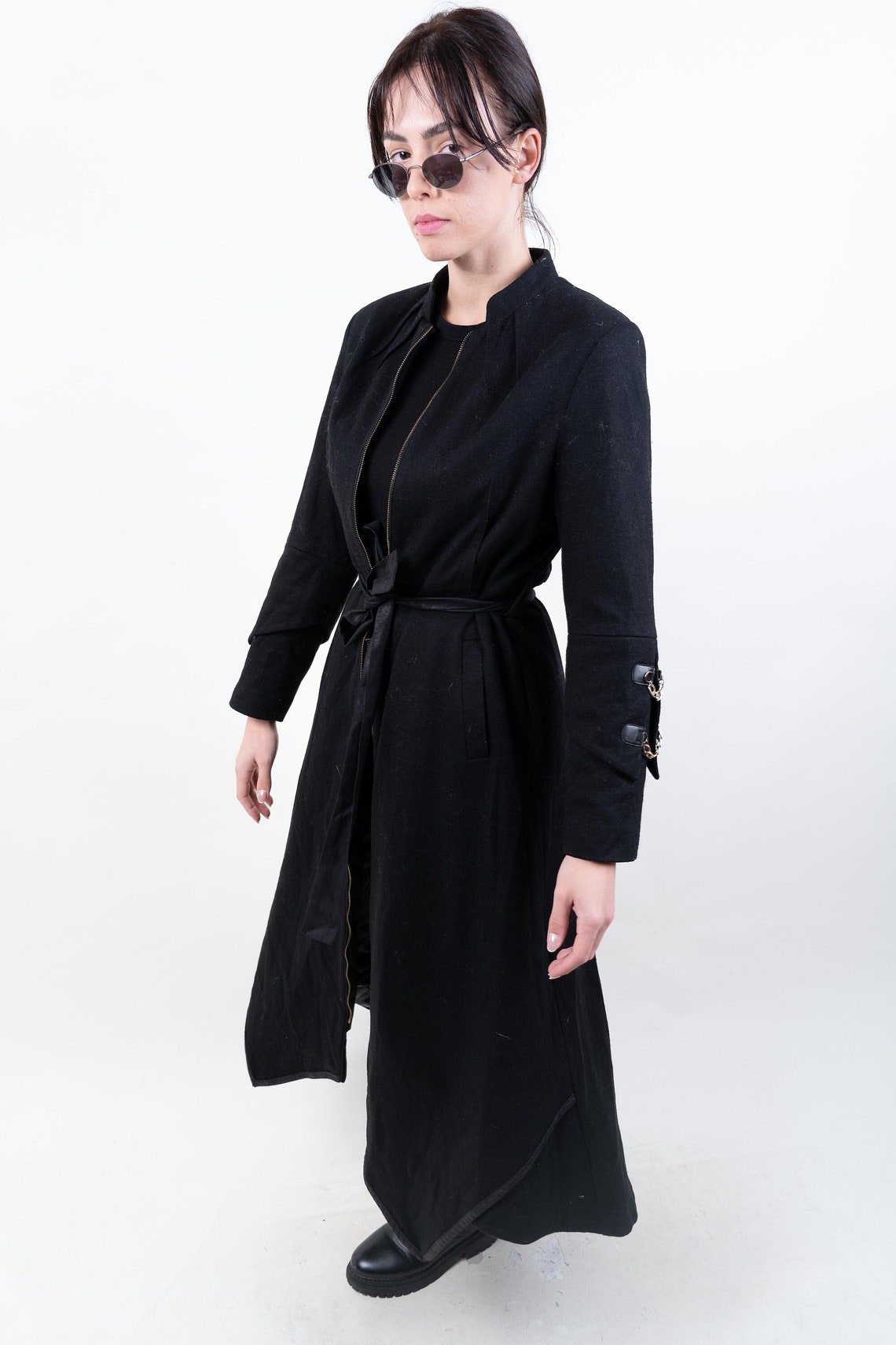 Vintage wool coat black gothic Size S/M   90s, foto 2 di 5