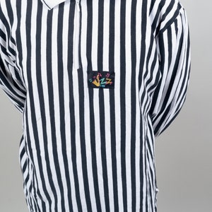 Vintage striped shirt quarter zip black and white striped cotton 80s image 4