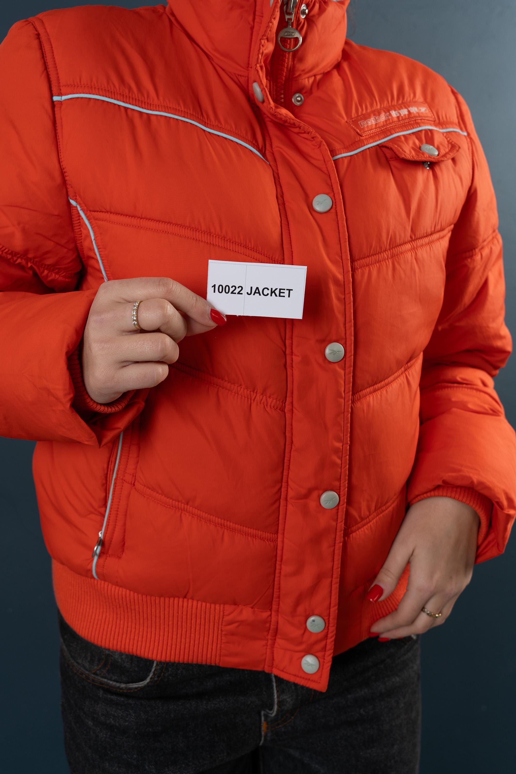 Vintage Reebok Puffer Jacket Cropped Parka 100% Down Jacket Orange