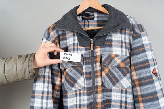 Veste chemise de travail vintage bleu et blanc double fourrure de nounours vetements de travail de bucheron Taille XXL annees 80 Etsy France
