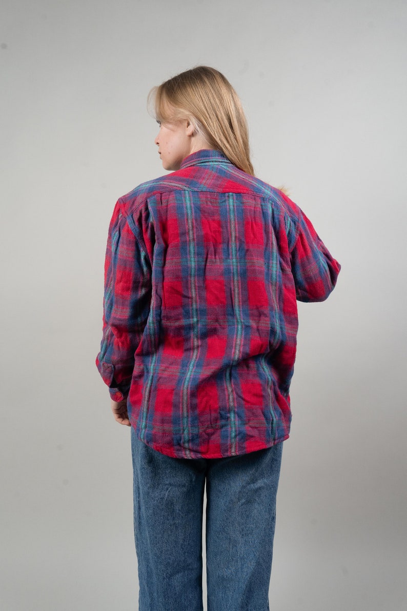 Vintage flannel shirt red lumberjack shirt check pattern size M 80s 90s image 5