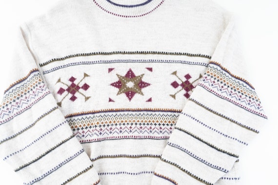 Vintage nordic sweater grandpa sweater beige and … - image 5