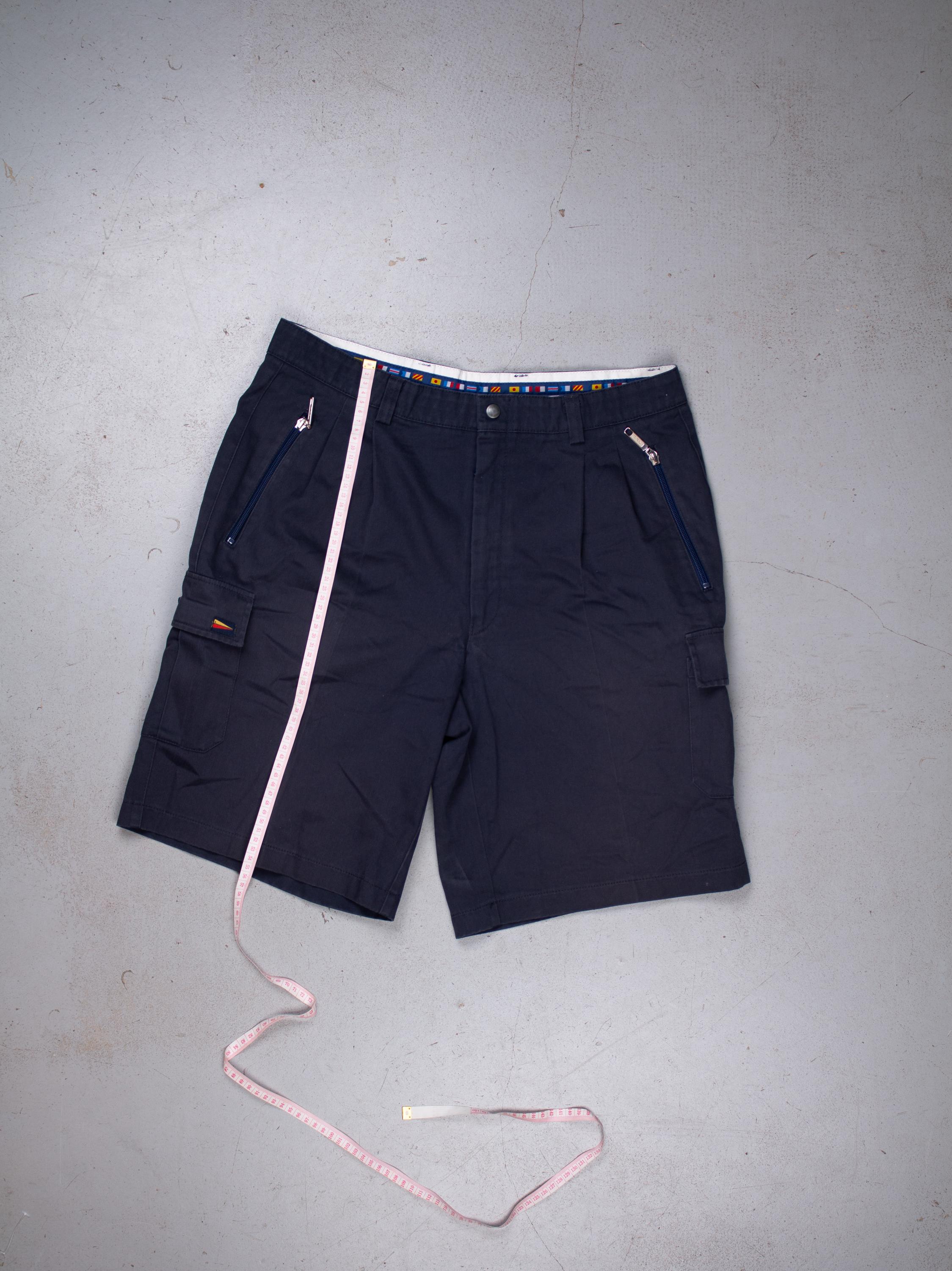 【Anyone more】Tui Vintage Wide Big Cargo Bermuda Pants Vintage Denim Cargo Shorts / Jorts Baggy Size XL Navy Blue