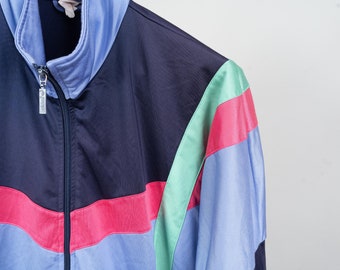 Vintage Adidas Jacket Blue Rainbow Color Block Size XL 80s Vintage Adidas Jacket Blue Rainbow Color Block Size XL 80s