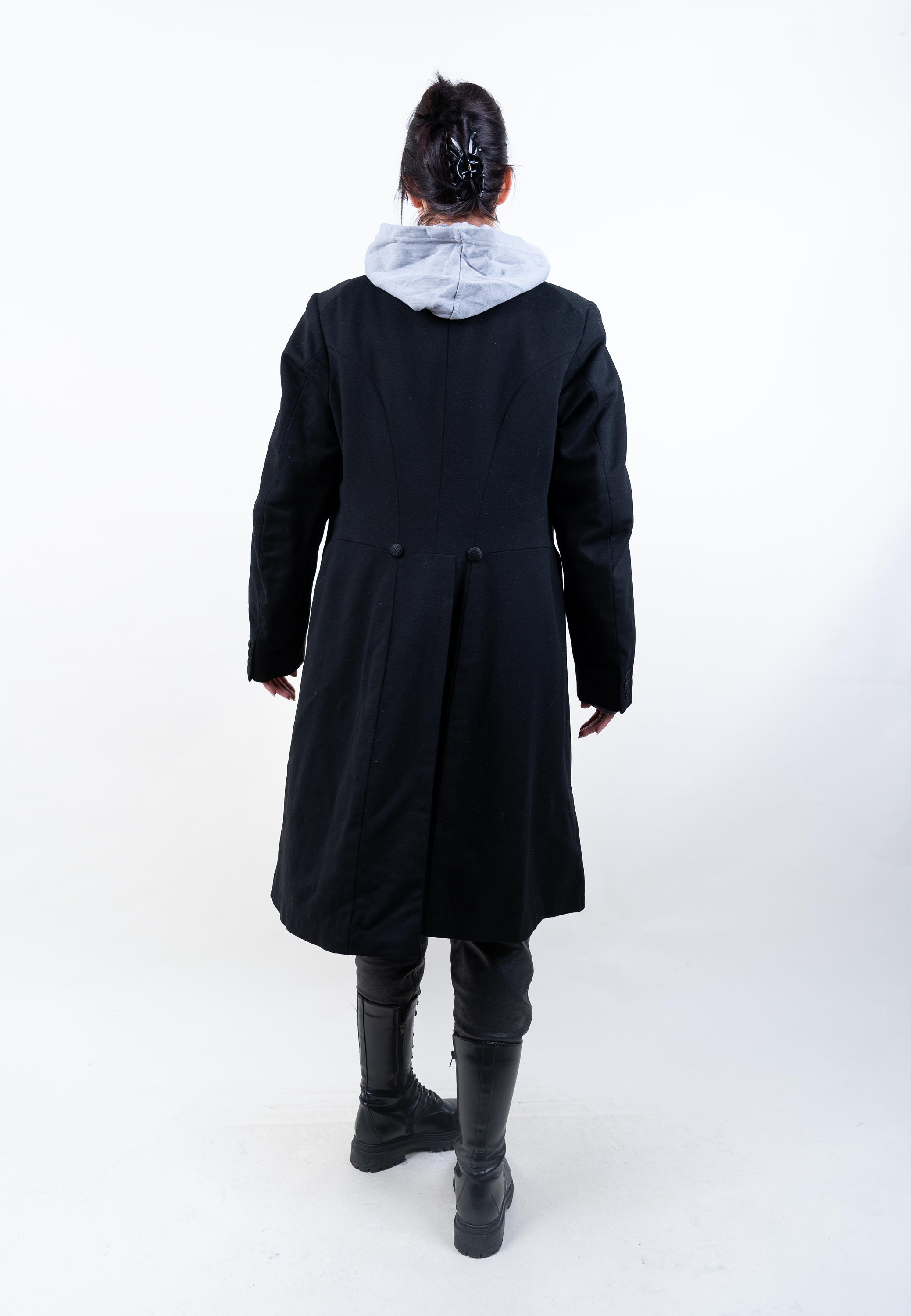 Vintage Wool Coat Blazer Black Check Detailed Pattern Peek