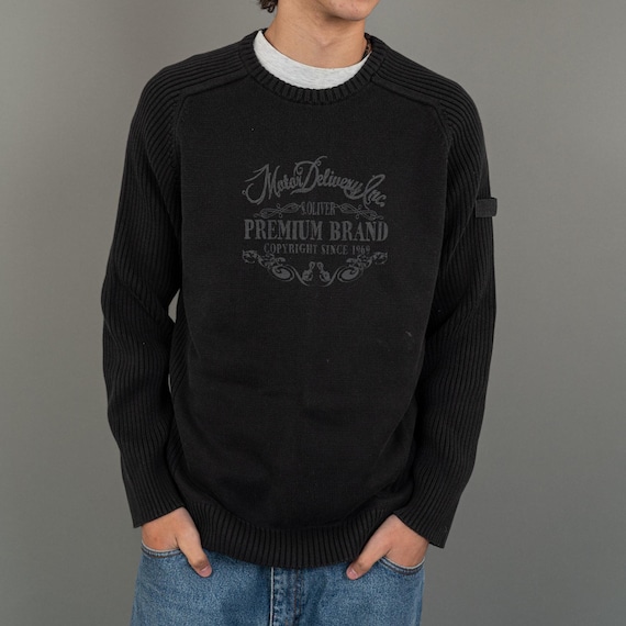 トップス 90's old knit pullover black M Cosby Vintage Retro 90s Gino Di Roma Grey Sweater Pullover
