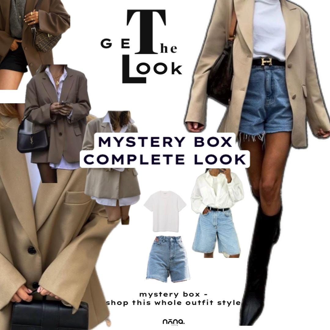 personalized thrift bundle - Vintage Mystery Clothing Box | Oversized Blazer & Denim Shorts Outfit Surprise | Unique retro style