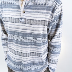 Vintage shirt maat L Ethno gek patroon shirt met lange mouwen oversize unisex jaren '80 jaren '90 sweatshirt John Baner afbeelding 4