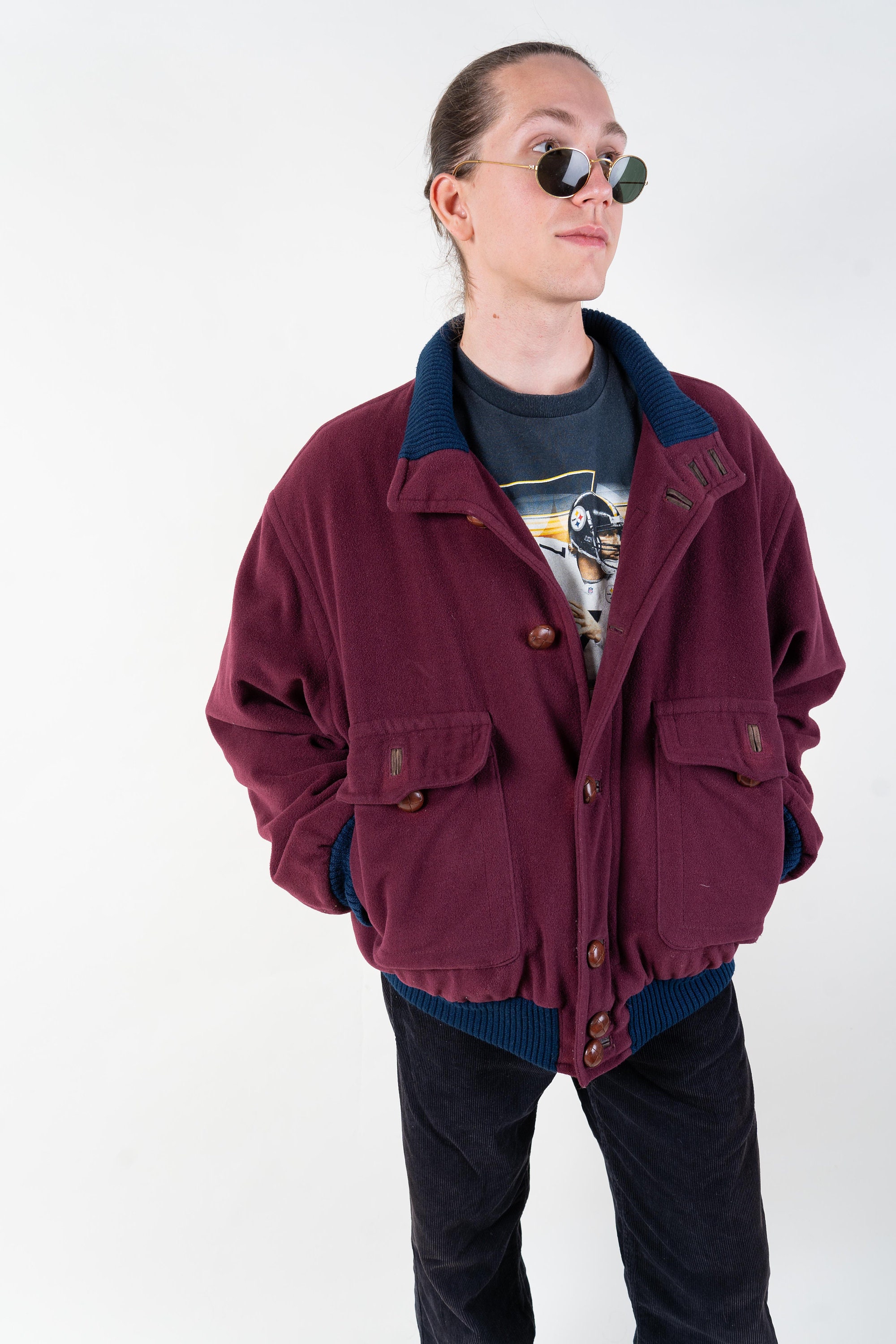 Hugo Boss Original 80s Vintage Cotton Bomber Jacket Size L