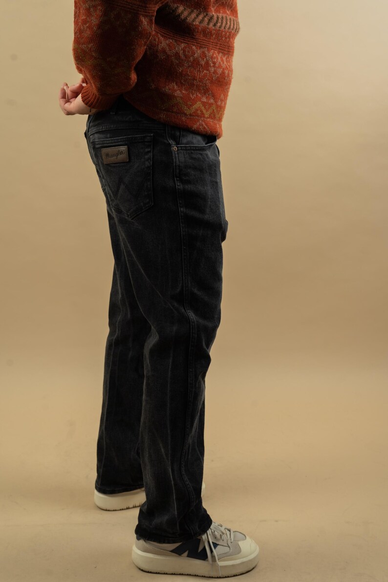 black wrangler jeans denim pants 80s black