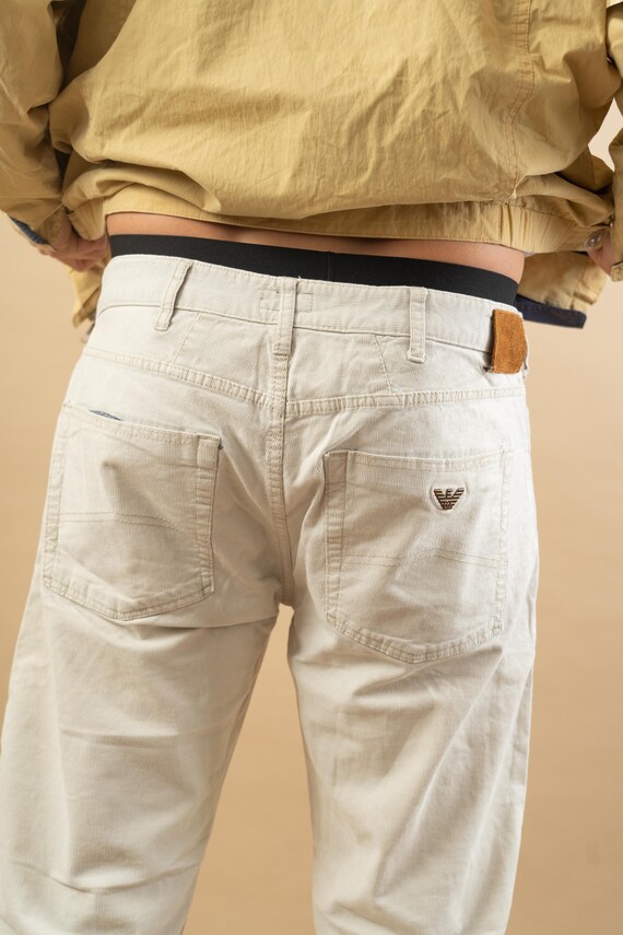 Vintage Armani off White Cream Pants Jeans Size L Beige Cotton