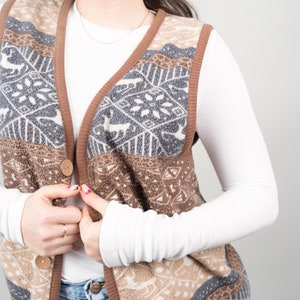 vintage shepherd vest wool one size brown crazy pattern navajo 80s 90s image 3