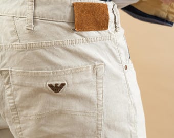 Vintage Armani off White Cream Pants Jeans Size L Beige Cotton