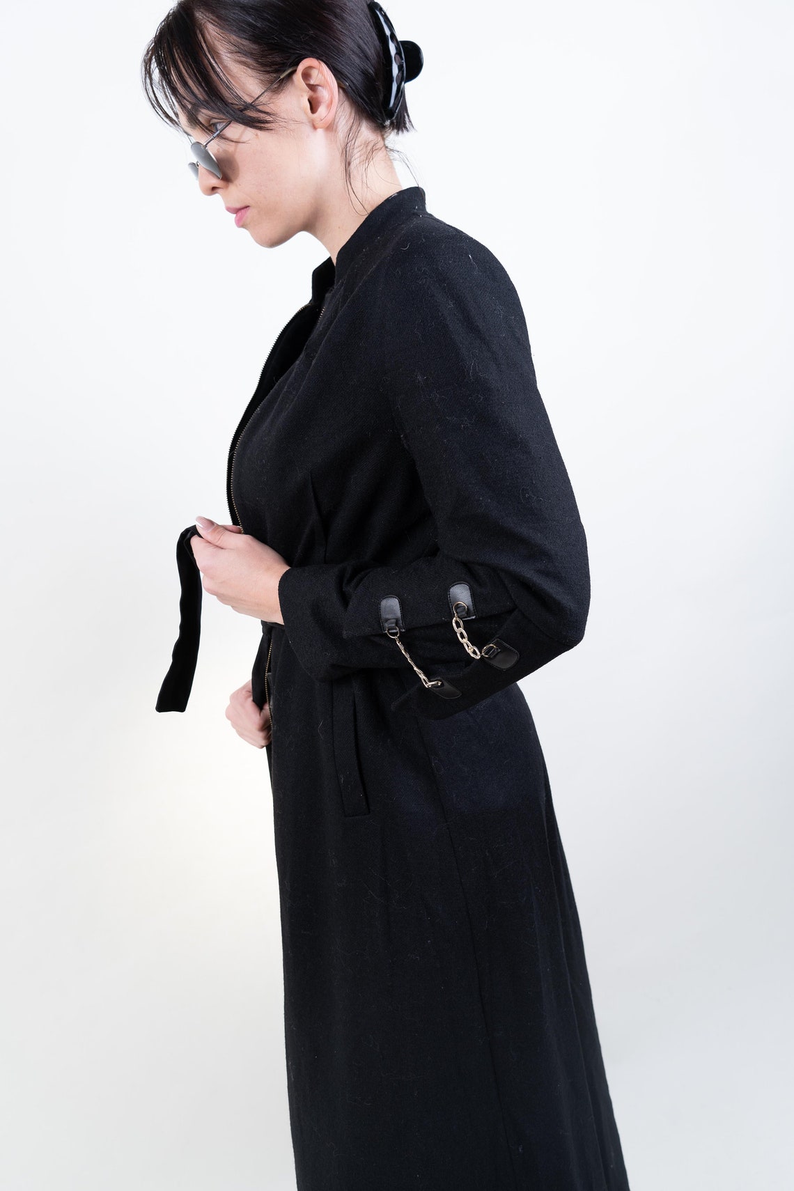 Vintage wool coat black gothic Size S/M   90s, foto 3 di 5