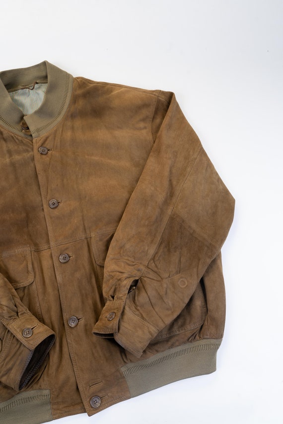 80s vintage velor leather jacket casual basic min… - image 4