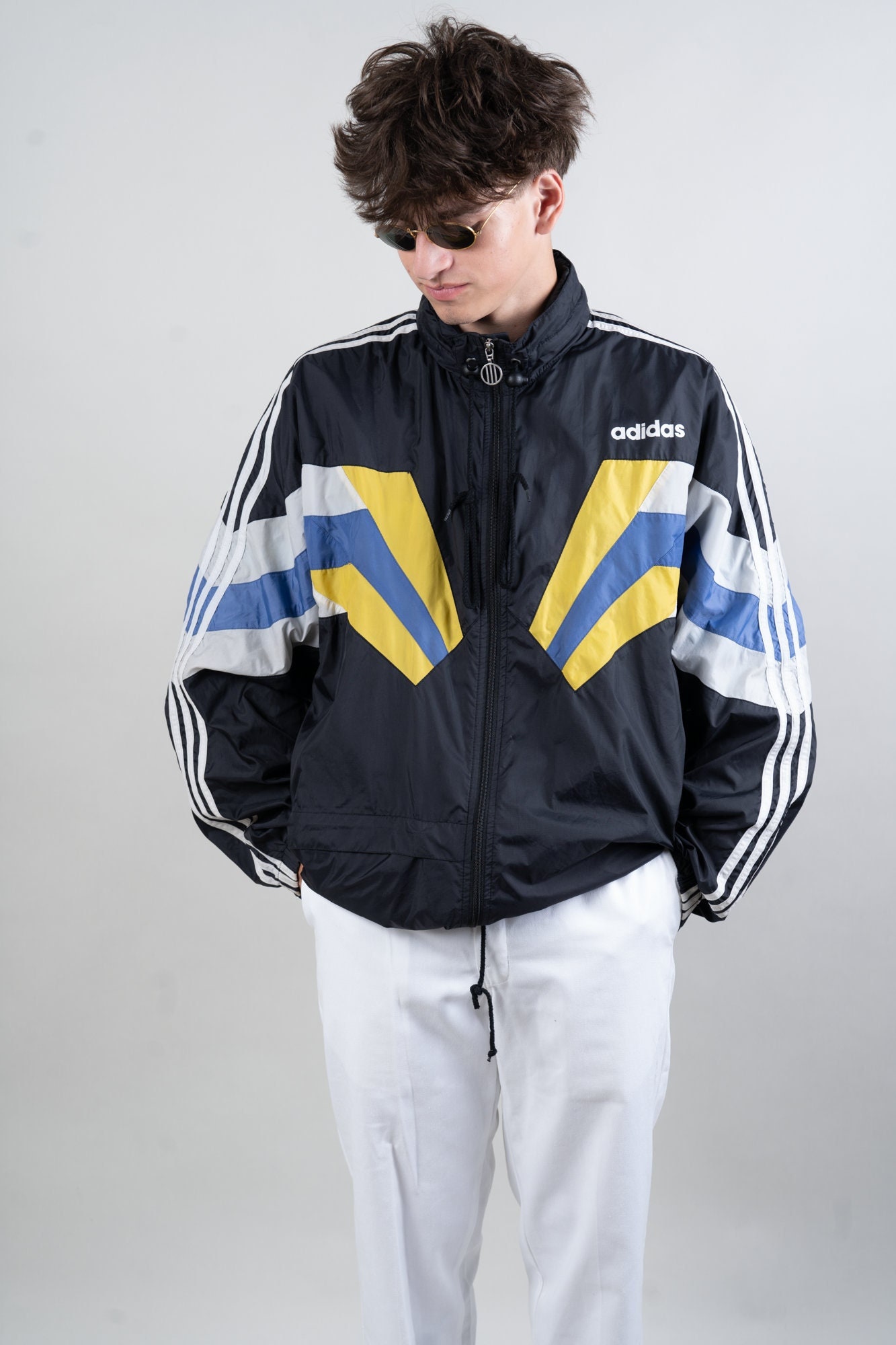 Vintage Adidas black and yellow windbreaker jacket Size L Vintage Adidas black and yellow windbreaker jacket Size L