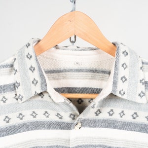 Vintage cotton / flannel shirt Navajo ethno pattern aztec white cream oversize XL 80s 90s image 2