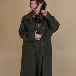 Vintage Wool Loden Coat Overcoat Navy Style Oversized Gray 80s 90s