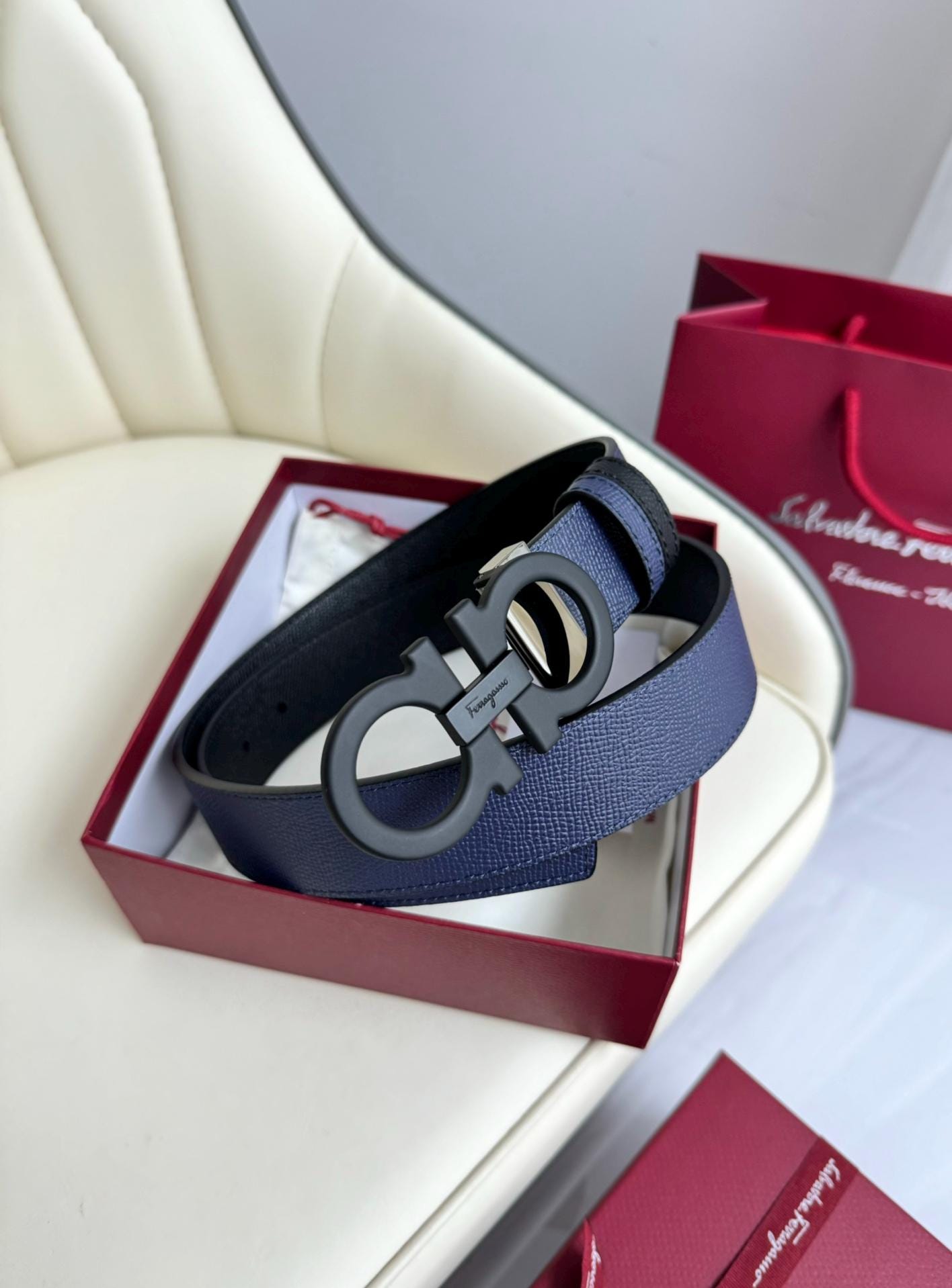 NEW REVERSIBLE Salvatore Gamo Handcrafted Genuine Leather Belt