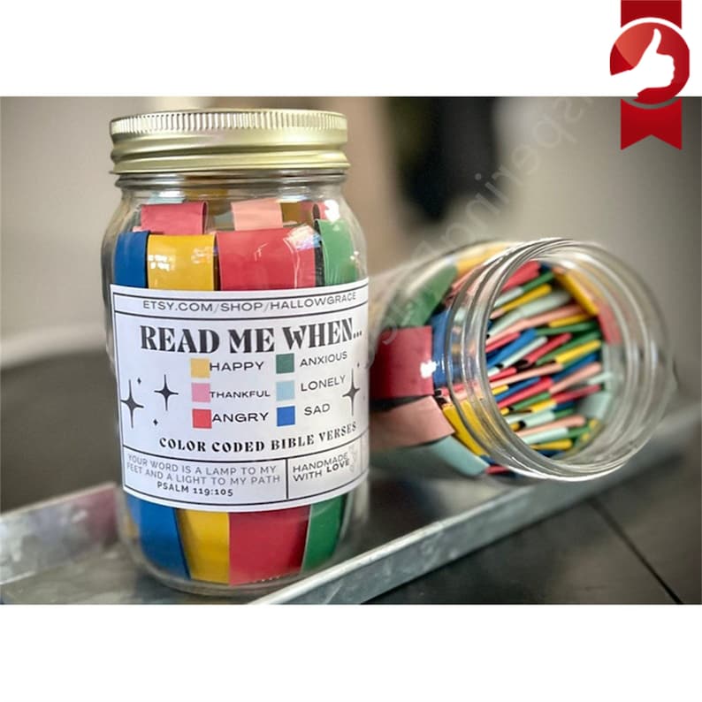 Read me when jar color coded bible verses scripture jar etsy