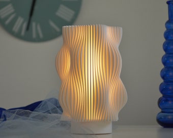 Modern White Table Lamp | Water-Inspired Design | LED Home Decor