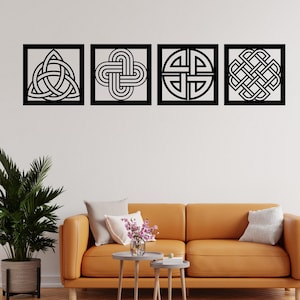Celtic Knot Wall Decor, Wooden Celtic Decor, Irish Symbol Wall Hanging, Geometric Wall Art for Living Room
