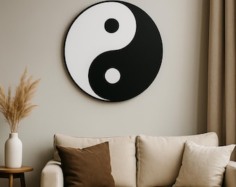 Spiritual Wooden Wall Decor – Yin Yang Decor for Meditation Room