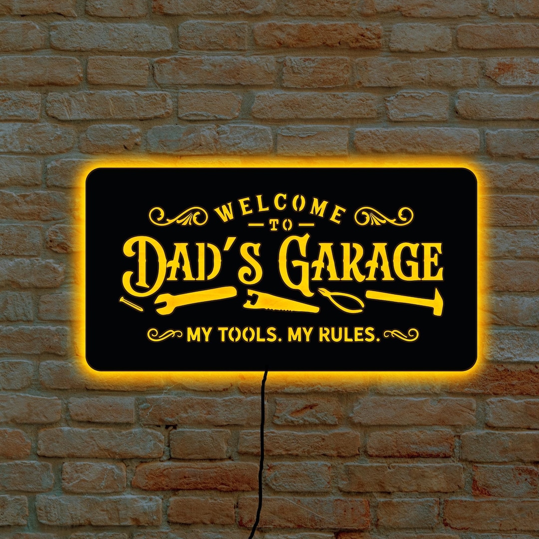 Dads Garage Sign, Garage Led Sign, Personalized Garage Sign, Custom Led ...