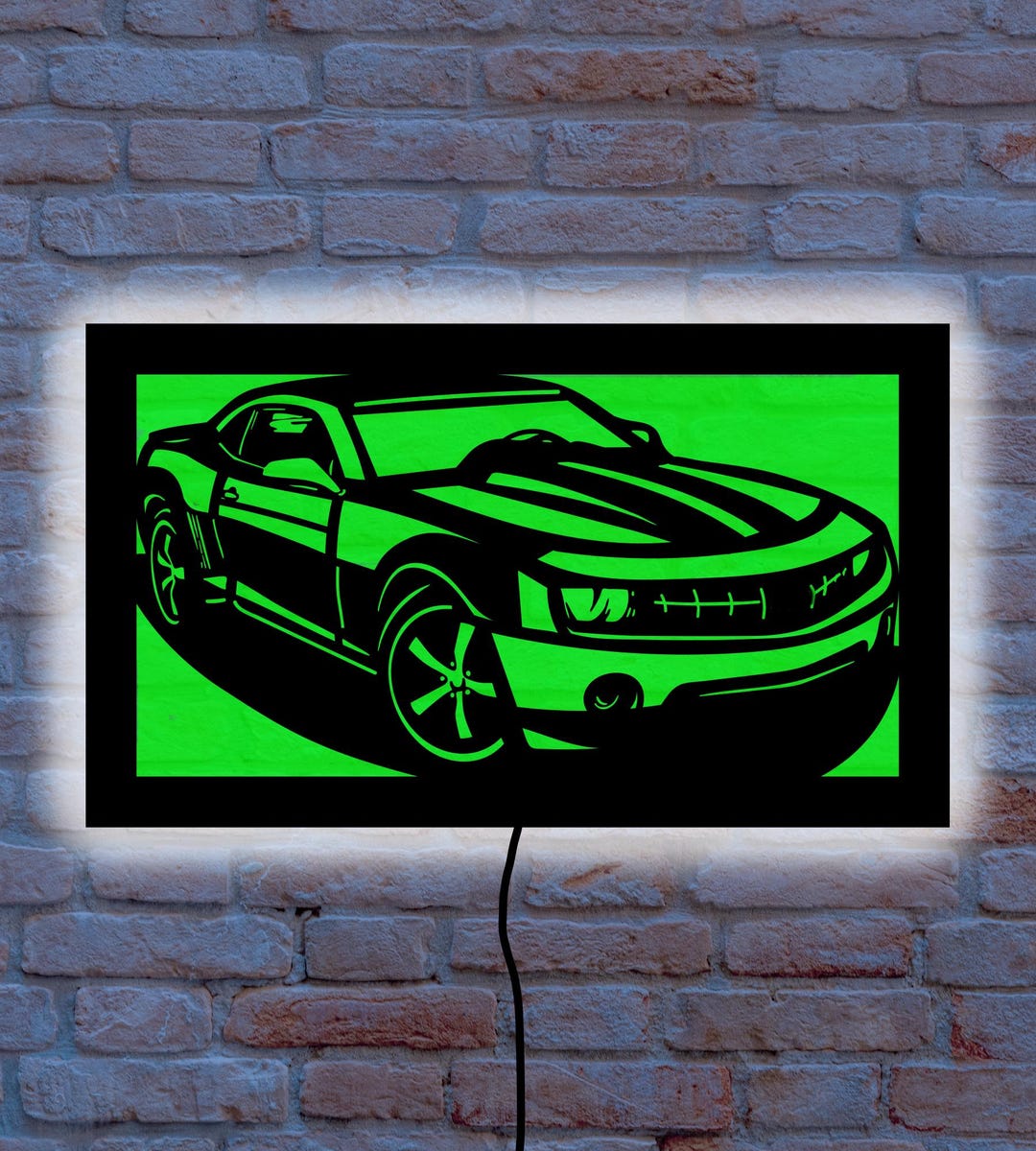Muscle Cars Led Muscle Car LED Sign: American Car Silhouette Wall Art for Garage Decor ...