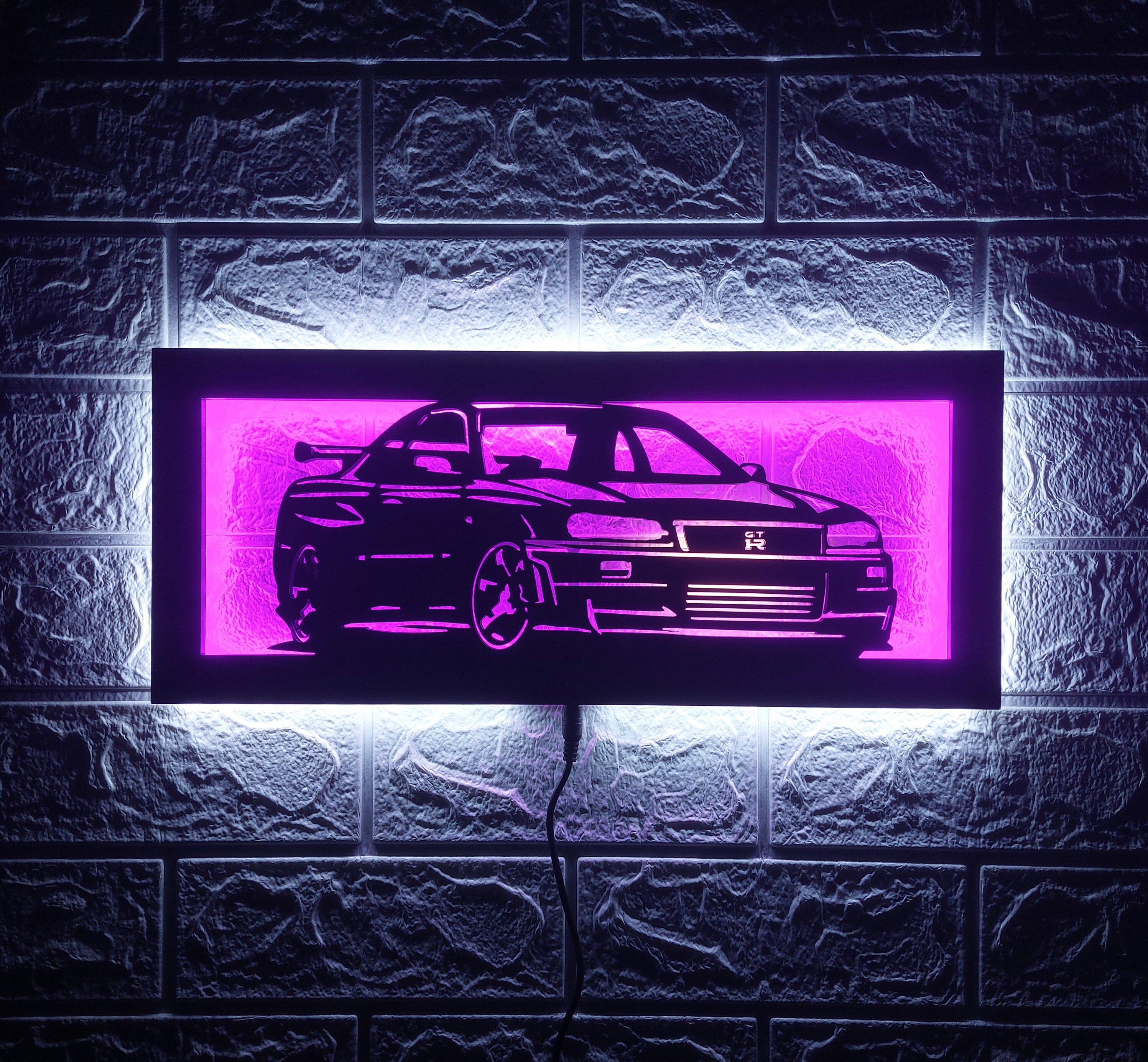 Skyline GTR R34, Car Wall Art, Garage Wall Decor, Man Cave Sign, Gift