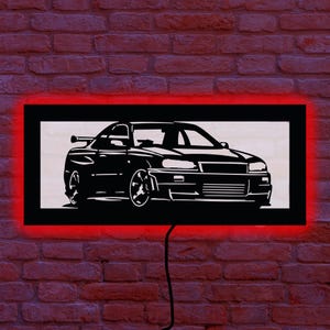 Sports Car LED Sign, Car Silhouette Wall Decor, Garage Light Signs, Gift for Car Lovers, Christmas Gift for Husband