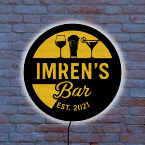 Custom LED Bar Sign, Personalized Bar Wall Decor, Home Bar Wall Art, Christmas Gift for Husband