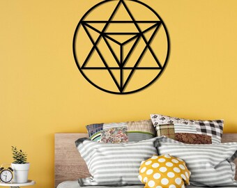 Sacred Geometry Wall Decor: Merkaba Wooden Wall Art for Meditation Room