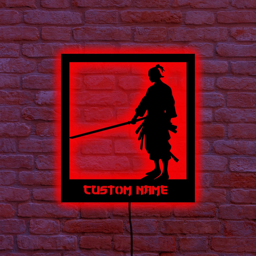 Led Design Samurai Game Room Decor: Custom Samurai LED Wall Art, Japanese Warrior Light - Etsy