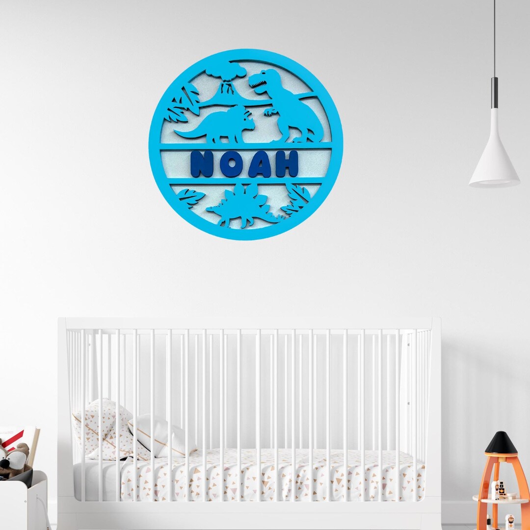 Dinosaur Custom Kids Name, Dinosaur Wall Art, Custom Nursery Name Sign ...