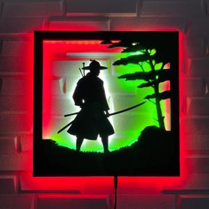 Samurai Wall Decor, Game Room Led Sign, Japanese Samurai Art, Boys Night Light