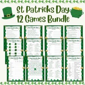 St. Patrick&#39;s Day Games Bundle - 12 Instant Download Games for Home Printing