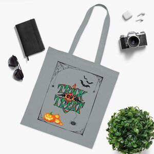 Spooky Halloween Cotton Tote Bag – Trick or Treat Gift Bag