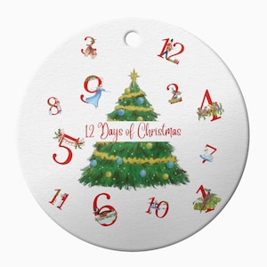 Ceramic Twelve Days of Christmas Ornament, Festive Holiday Decoration, Xmas Tree Hanging, Unique Gift