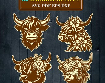 Highland Cow for laser cut, Highland Cow Svg,Highland Cow Bundle,Highland Cow for Sublimation laser engraving