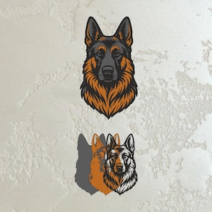 Gelaagde Duitse herder SVG: 3D hondenkop, lasergesneden bestand (digitaal)