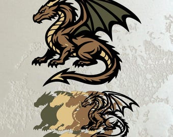 Dragon SVG Cut File Fantasy Creature Layered Design for Cricut Laser Cut Wood Multilayer Vector