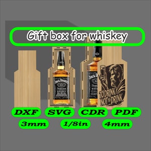 Gift box for whiskey,  Laser cut files PDF, SVG, DXF. Digital product, Stylish Laser-Cut Gift Box for Whiskey